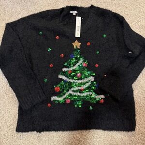 NWT Kela Black Christmas Sweater XL Sequins Long Sleeved Holiday A-2